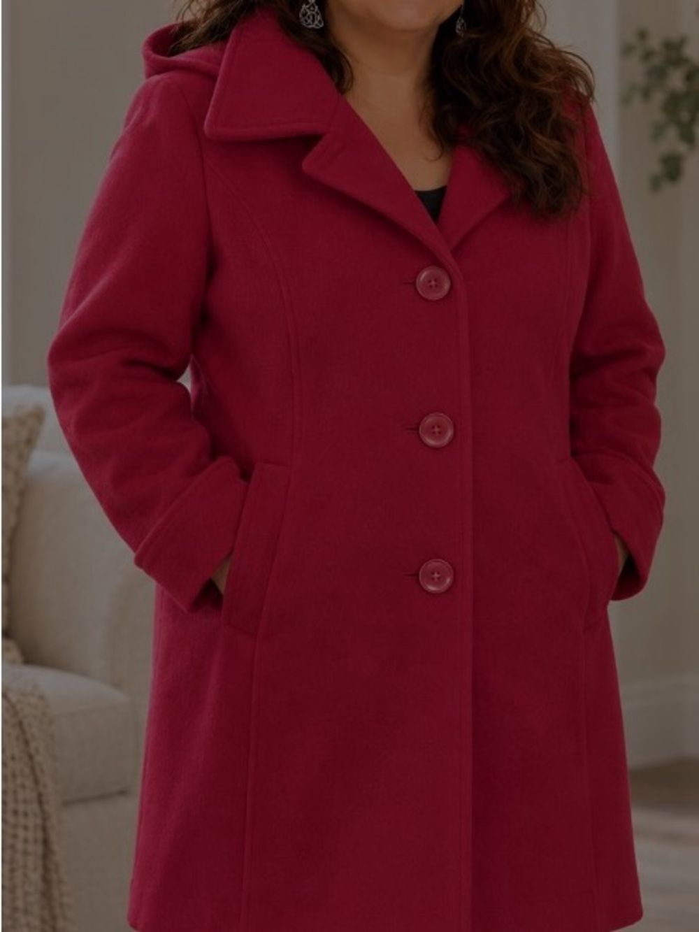 Mackintosh New England Red Wool Blend Hooded Coat- Classic -Size 1 X